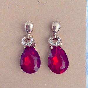 Red tear drop earrings